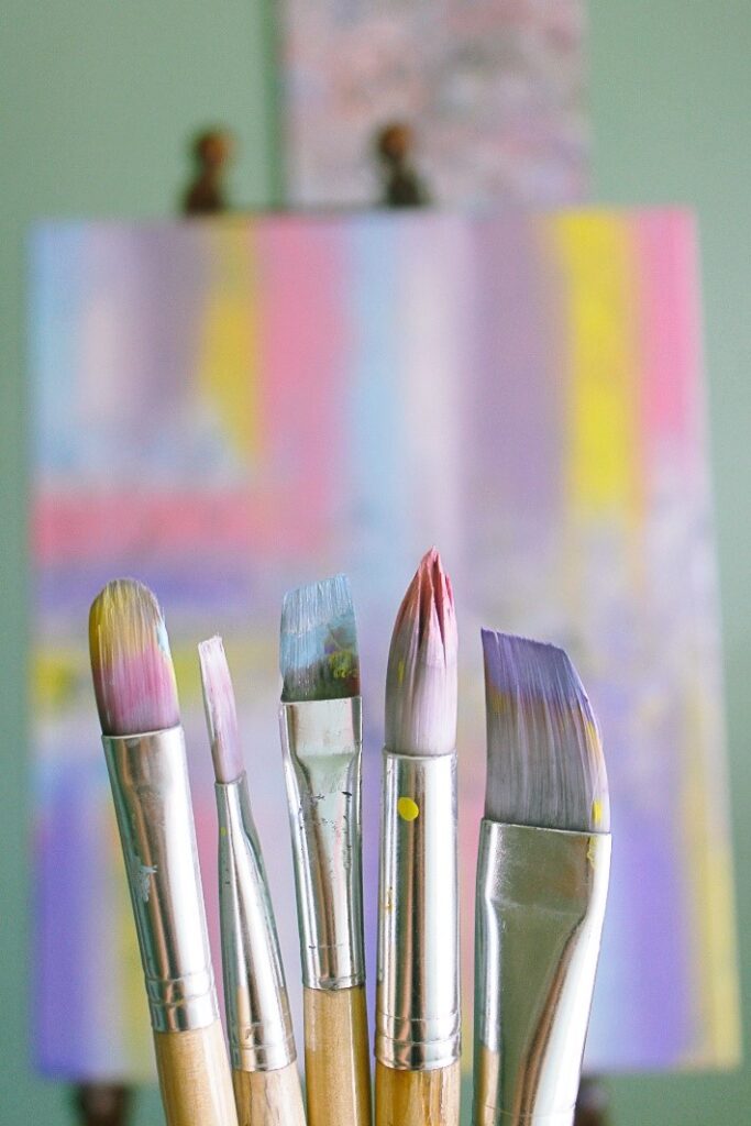 paintbrushes in a fine art gallery